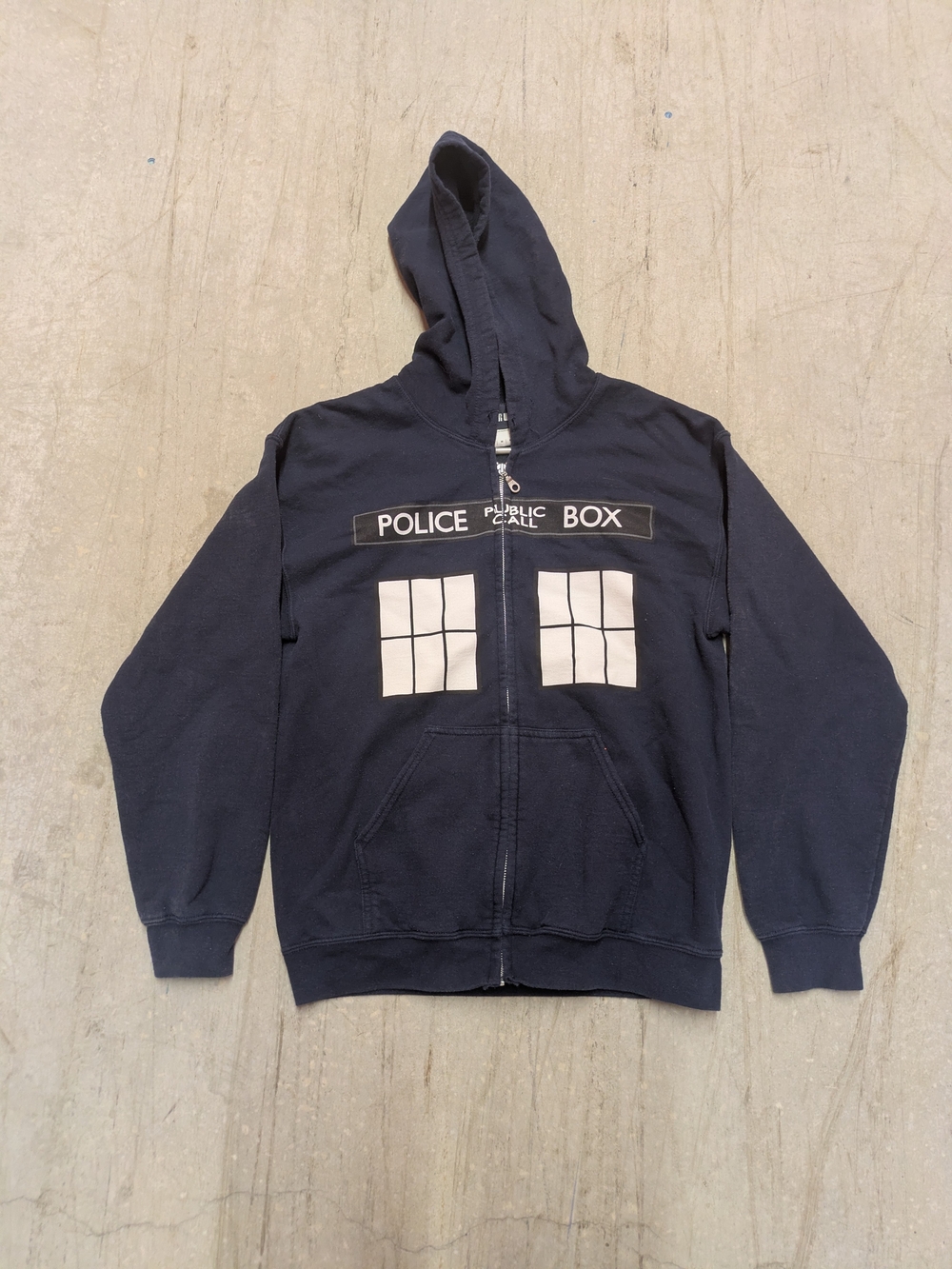 Navy 'Police Public Call Box' Zip Hoodie